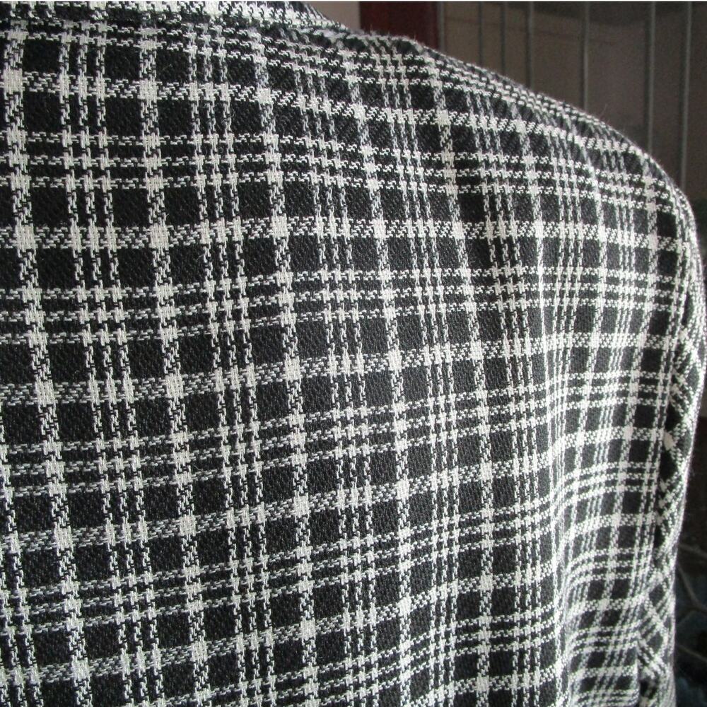 70s/80s Vintage Black & White Plaid Blazer Size XL Single Breasted Corpcore Work - Picture 15 of 17